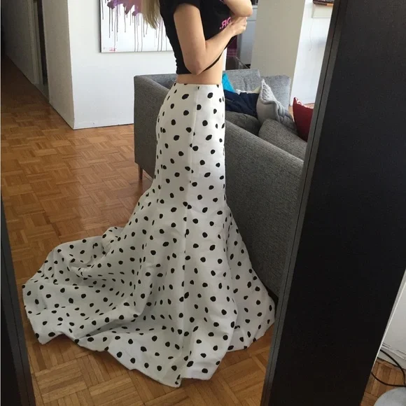 SHERRI HILL POLKA DOT MAXI SKIRT, SZ 2 - Picture 4 of 4